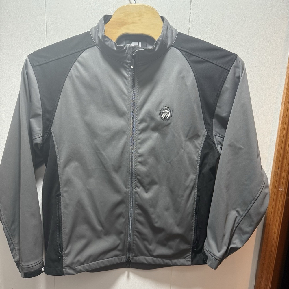 FJ FootJoy Golf‎ Grey Black Jacket Full Zip Men's Size Large